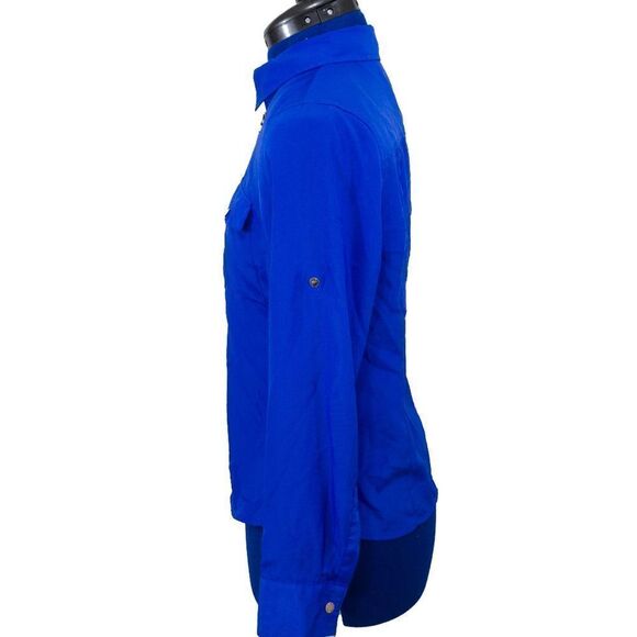 Michael by Micheal Kors Blue Zippered Blouse Size S - Picture 2 of 4